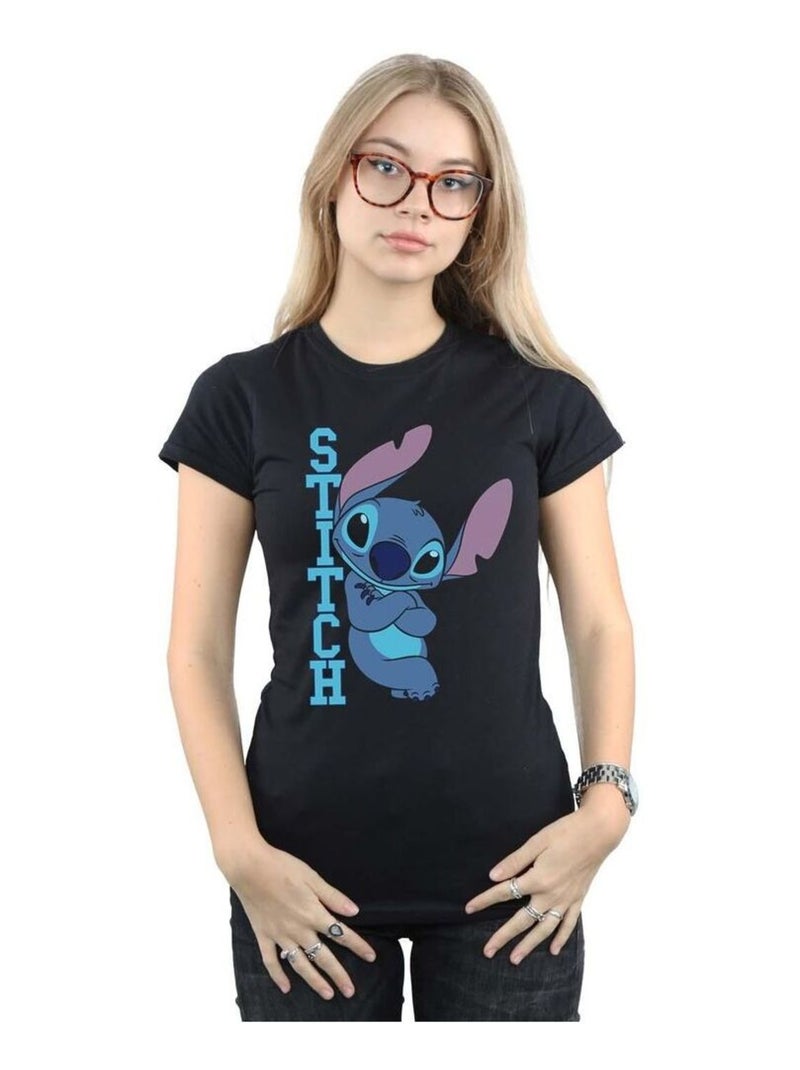 Disney - T-shirt motif Lilo et Stitch motif/style Pose Noir - Kiabi