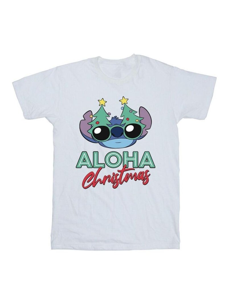 Disney - T-shirt motif Lilo et Stitch motif/style sapin de Noël Blanc - Kiabi