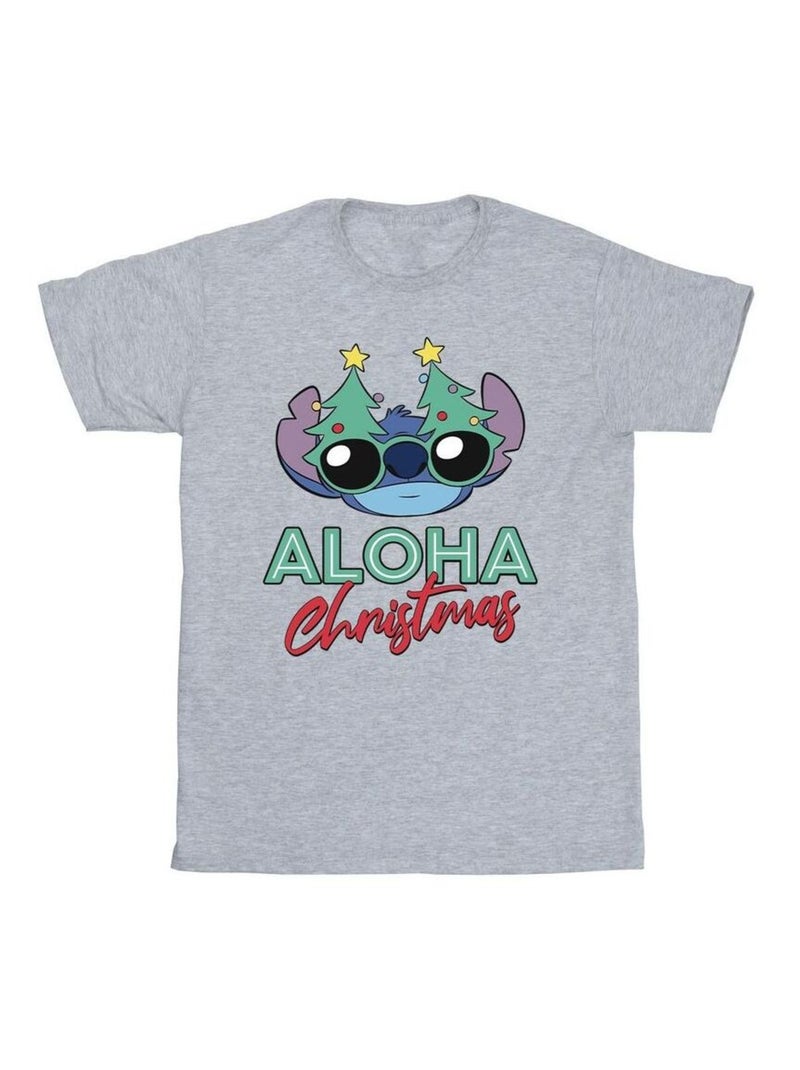 Disney - T-shirt motif Lilo et Stitch motif/style sapin de Noël Gris chiné - Kiabi