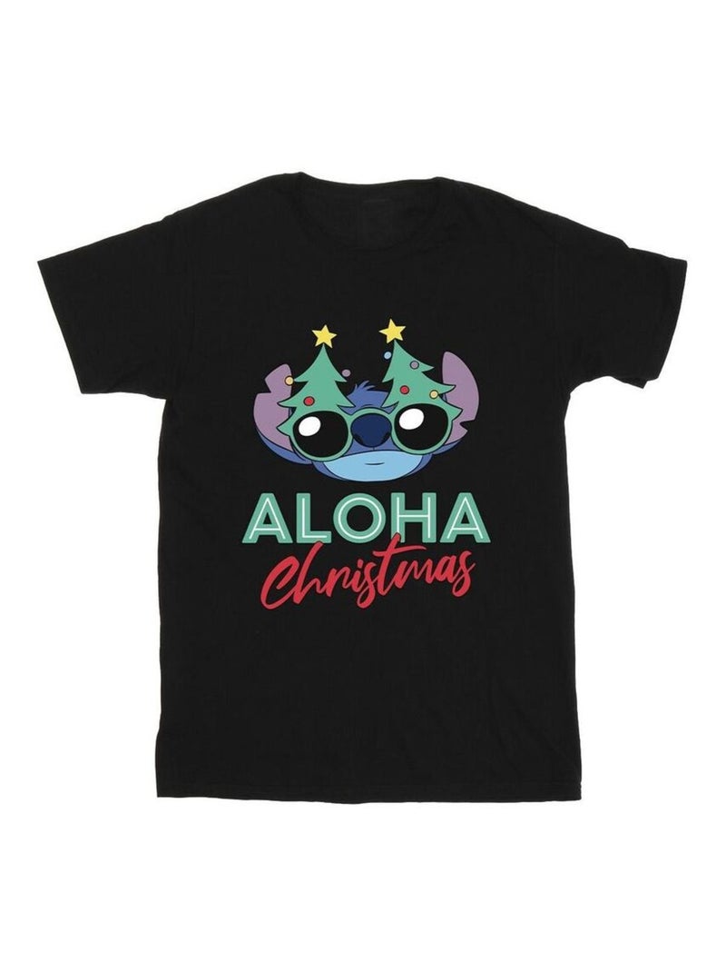 Disney - T-shirt motif Lilo et Stitch motif/style sapin de Noël Noir - Kiabi