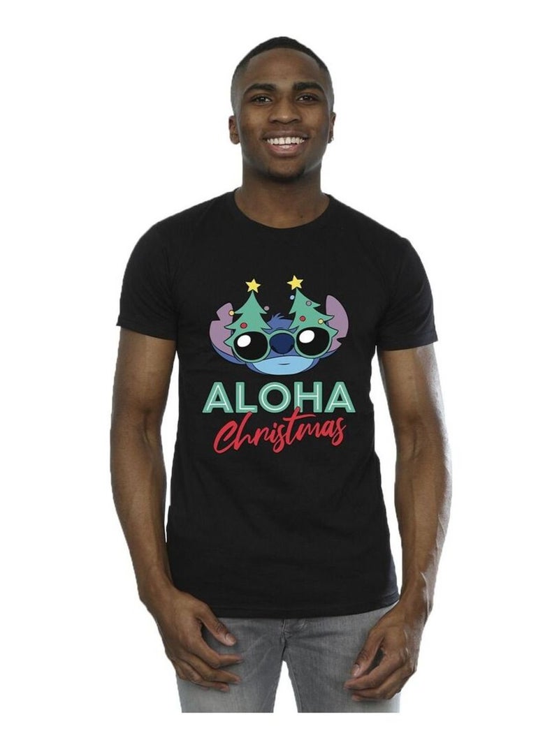 Disney - T-shirt motif Lilo et Stitch motif/style sapin de Noël Noir - Kiabi
