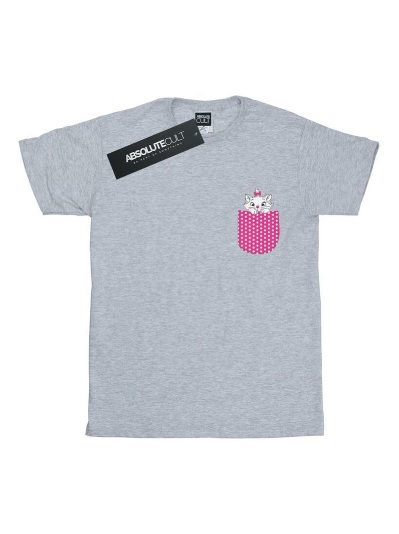 Disney - T-shirt motif Marie motif/style Poitrine ARISTOCATS Gris chiné - Kiabi