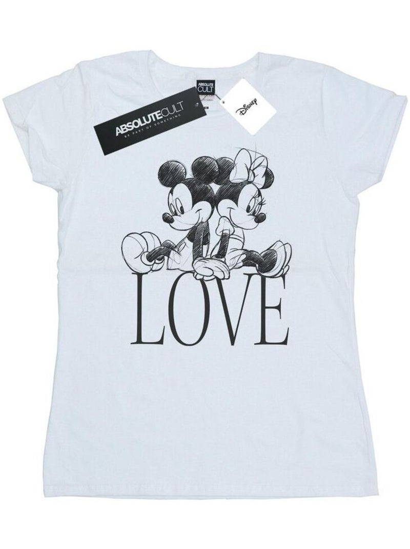 Disney - T-shirt motif Mickey et Minnie Mouse motif/style Love Blanc - Kiabi