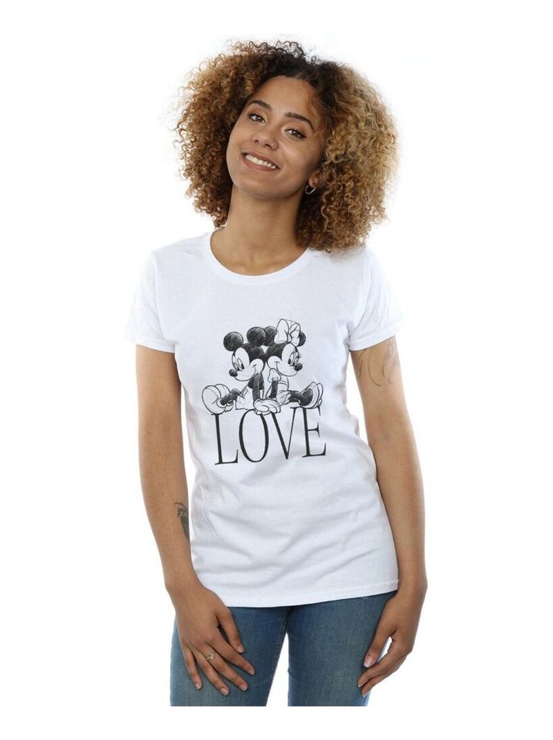 Disney - T-shirt motif Mickey et Minnie Mouse motif/style Love Blanc - Kiabi