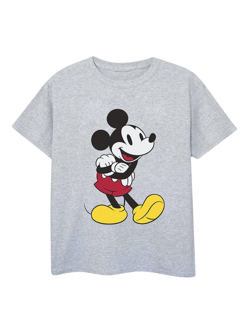 Disney - T-shirt motif Mickey Mouse CLASSIC (Mickey Mouse) Gris chiné - Kiabi