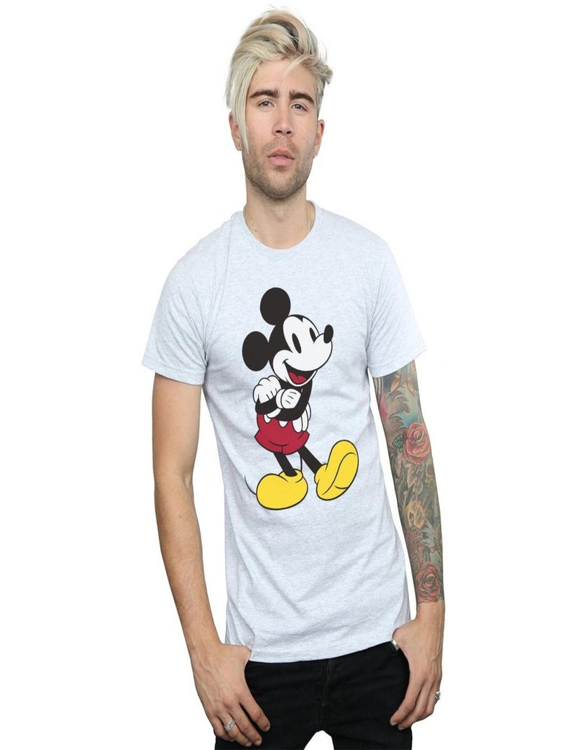 Disney - T-shirt motif Mickey Mouse CLASSIC (Mickey Mouse) Gris chiné - Kiabi