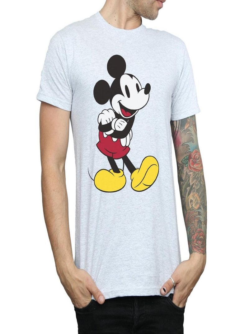 Disney - T-shirt motif Mickey Mouse CLASSIC (Mickey Mouse) Gris chiné - Kiabi