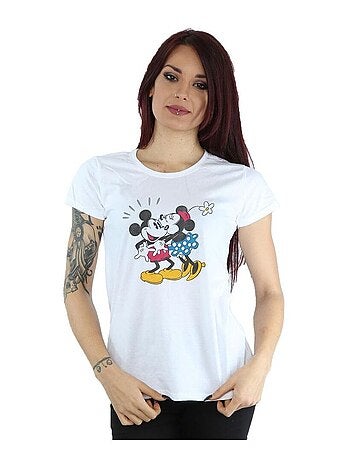 Disney - T-shirt motif Mickey Mouse et Minnie Mouse motif/style bisou
