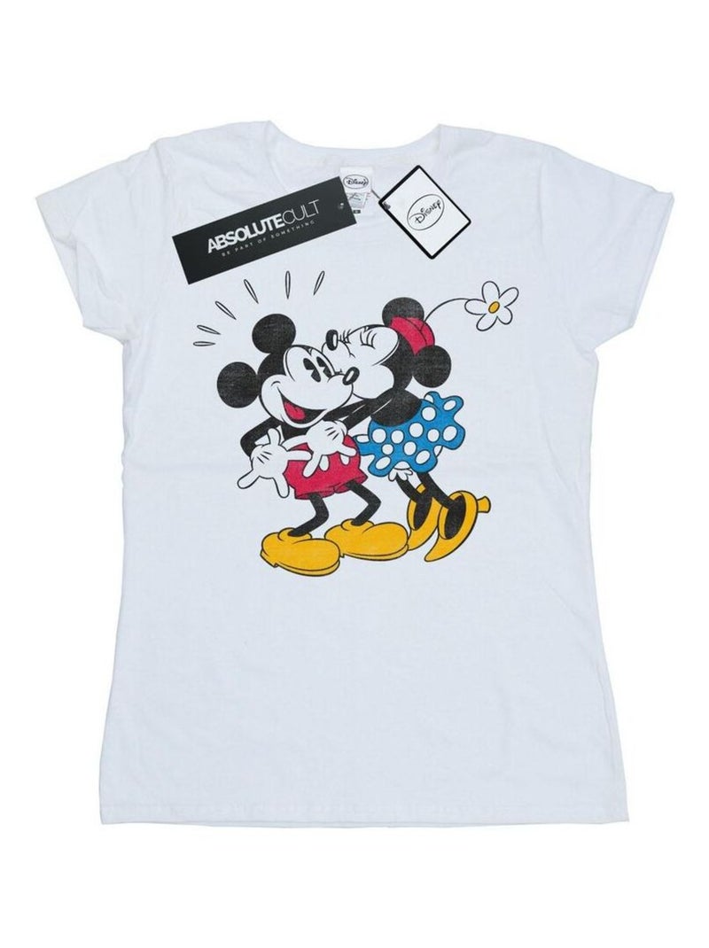 Disney - T-shirt motif Mickey Mouse et Minnie Mouse motif/style bisou Blanc - Kiabi