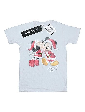 Disney - T-shirt motif Mickey Mouse et Minnie Mouse motif/style bisou de Noël