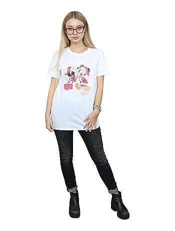 Disney - T-shirt motif Mickey Mouse et Minnie Mouse motif/style bisou de Noël