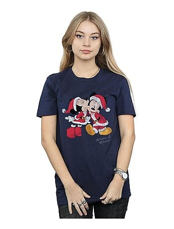 Disney - T-shirt motif Mickey Mouse et Minnie Mouse motif/style bisou de Noël