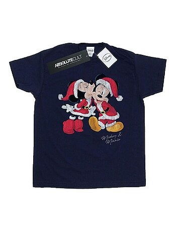 Disney - T-shirt motif Mickey Mouse et Minnie Mouse motif/style bisou de Noël