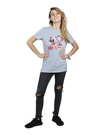 Disney - T-shirt motif Mickey Mouse et Minnie Mouse motif/style bisou de Noël