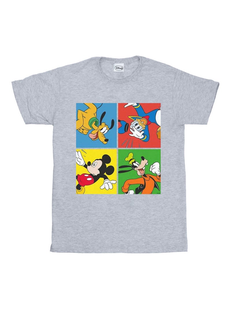Disney - T-shirt motif Mickey Mouse motif/style amis Gris chiné - Kiabi