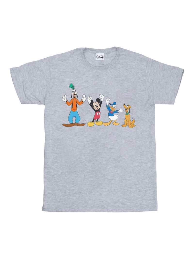 Disney - T-shirt motif Mickey Mouse motif/style amis Gris chiné - Kiabi