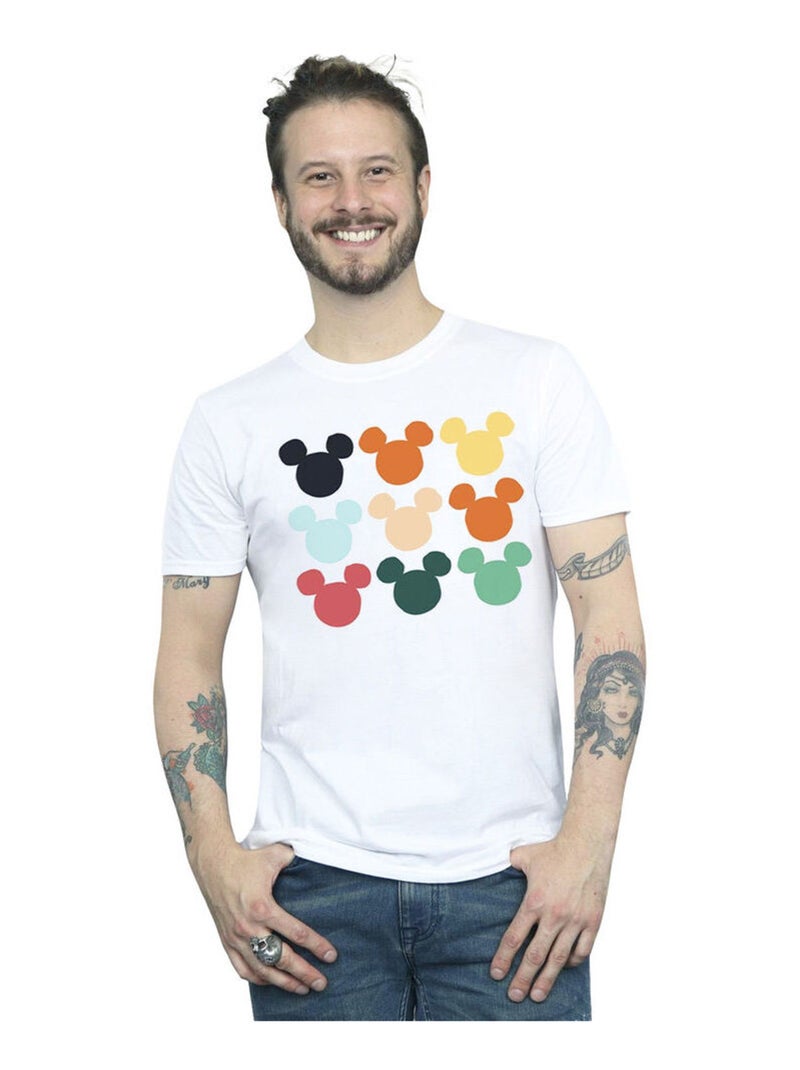 Disney - T-shirt motif Mickey Mouse motif/style Carré de têtes Blanc - Kiabi