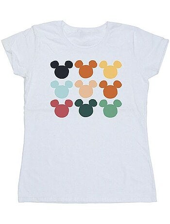Disney - T-shirt motif Mickey Mouse motif/style Carré de têtes