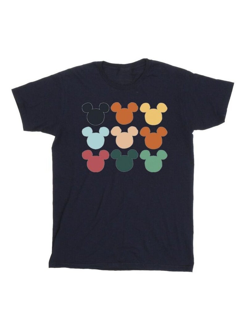 Disney - T-shirt motif Mickey Mouse motif/style Carré de têtes Bleu marine - Kiabi