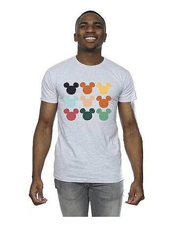Disney - T-shirt motif Mickey Mouse motif/style Carré de têtes