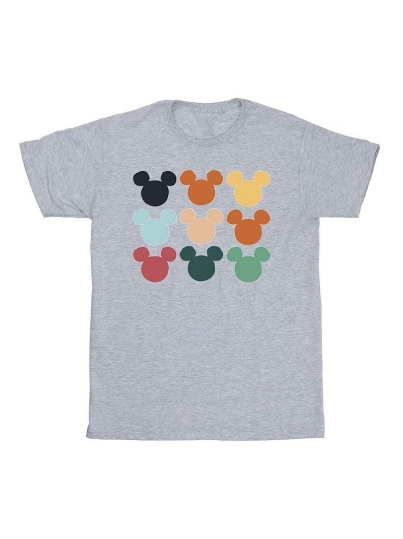 Disney - T-shirt motif Mickey Mouse motif/style Carré de têtes Gris chiné - Kiabi