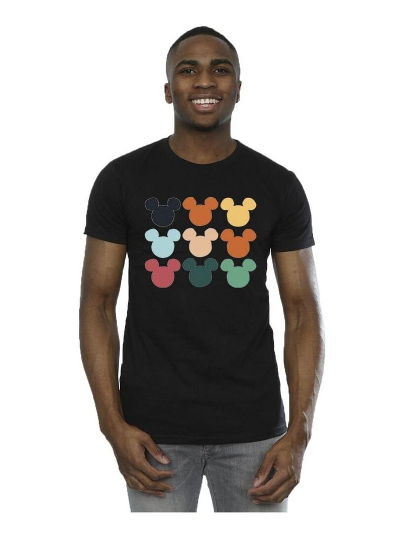 Disney - T-shirt motif Mickey Mouse motif/style Carré de têtes Noir - Kiabi
