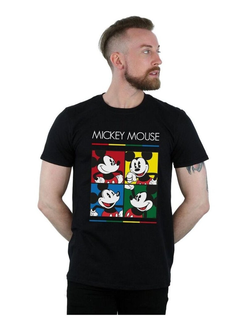 Disney - T-shirt motif Mickey Mouse motif/style Carré Noir - Kiabi