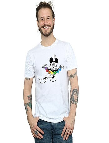 Disney - T-shirt motif Mickey Mouse motif/style chaîne arc-en-ciel