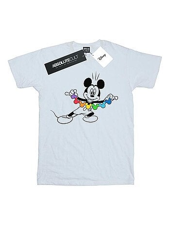 Disney - T-shirt motif Mickey Mouse motif/style chaîne arc-en-ciel