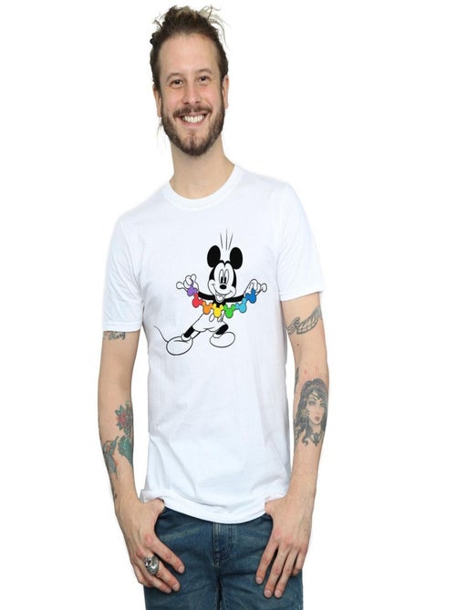 Disney - T-shirt motif Mickey Mouse motif/style chaîne arc-en-ciel - Kiabi