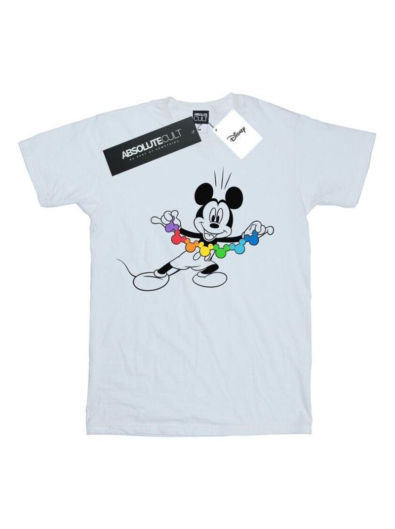Disney - T-shirt motif Mickey Mouse motif/style chaîne arc-en-ciel Blanc - Kiabi