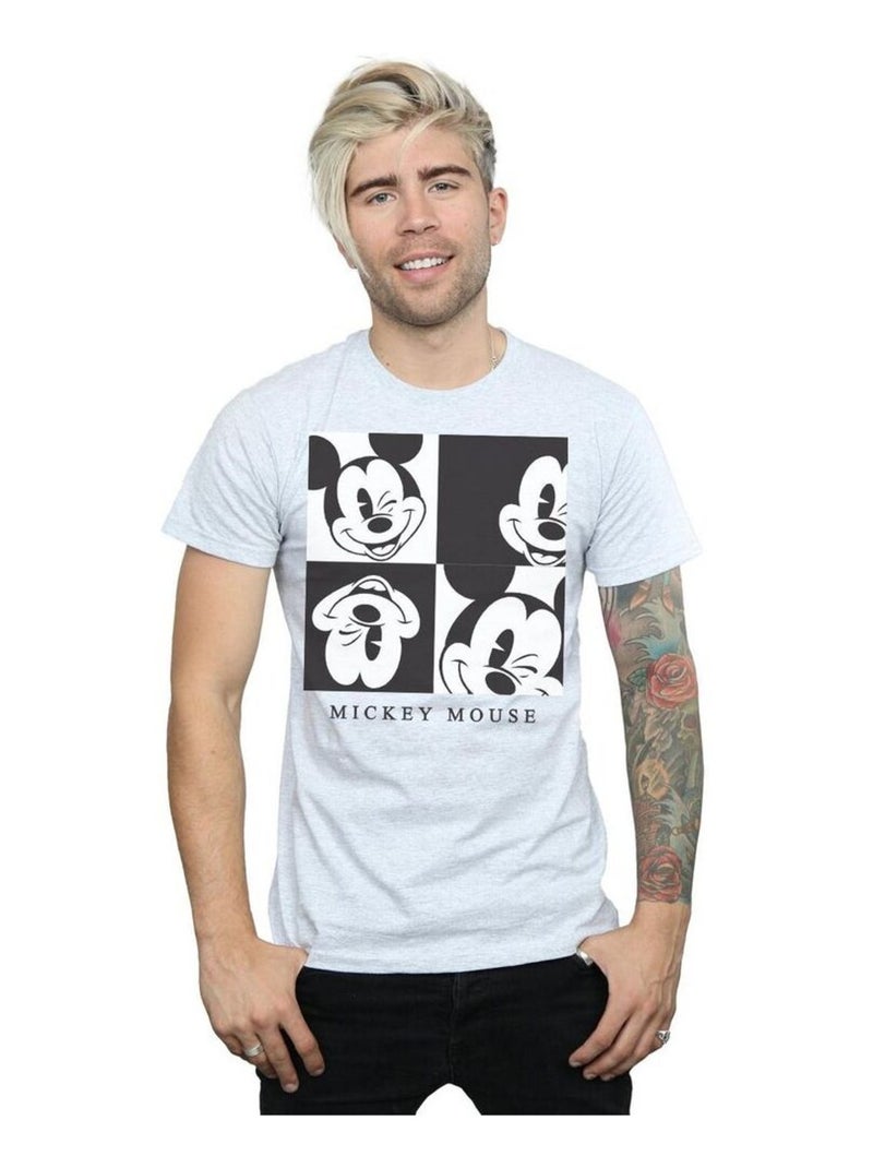 Disney - T-shirt motif Mickey Mouse motif/style Clin d'œil Gris chiné - Kiabi