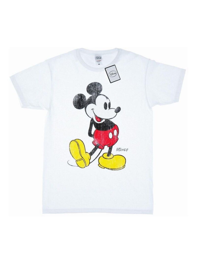 Disney - T-shirt motif Mickey Mouse motif/style Coup de pied Blanc - Kiabi