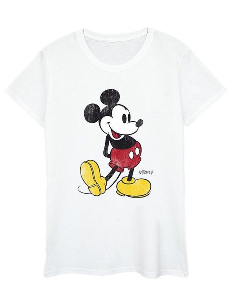 Disney - T-shirt motif Mickey Mouse motif/style Coup de pied Blanc - Kiabi