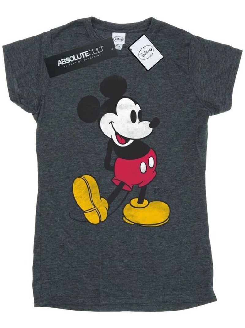 Disney - T-shirt motif Mickey Mouse motif/style Coup de pied Gris foncé - Kiabi