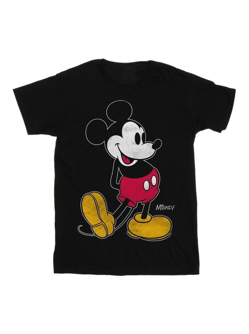 Disney - T-shirt motif Mickey Mouse motif/style Coup de pied Noir - Kiabi