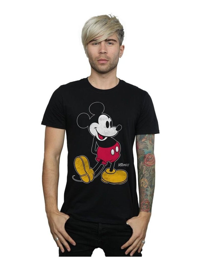 Disney - T-shirt motif Mickey Mouse motif/style Coup de pied Noir - Kiabi