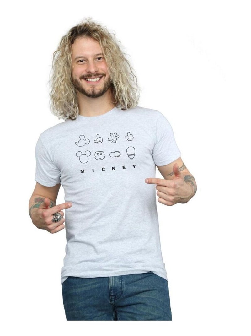 Disney - T-shirt motif Mickey Mouse motif/style Déconstruit Gris chiné - Kiabi