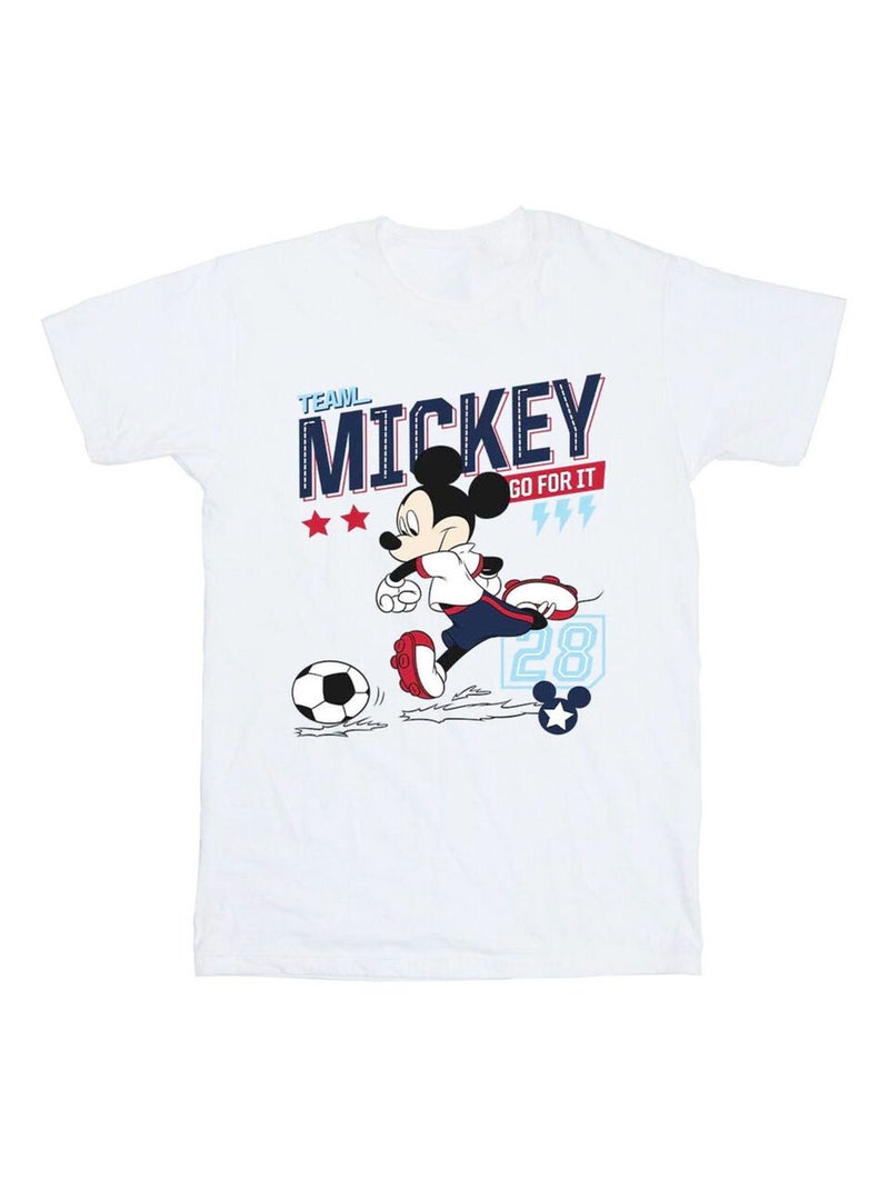 Disney - T-shirt motif Mickey Mouse motif/style Équipe de foot TEAM FOOTBALL Blanc - Kiabi