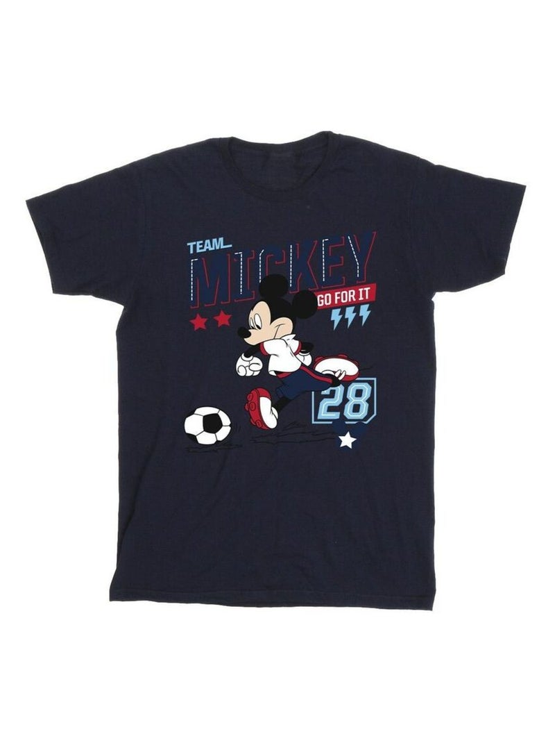 Disney - T-shirt motif Mickey Mouse motif/style Équipe de foot TEAM FOOTBALL Bleu marine - Kiabi