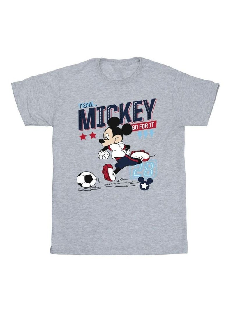 Disney - T-shirt motif Mickey Mouse motif/style Équipe de foot TEAM FOOTBALL Gris chiné - Kiabi