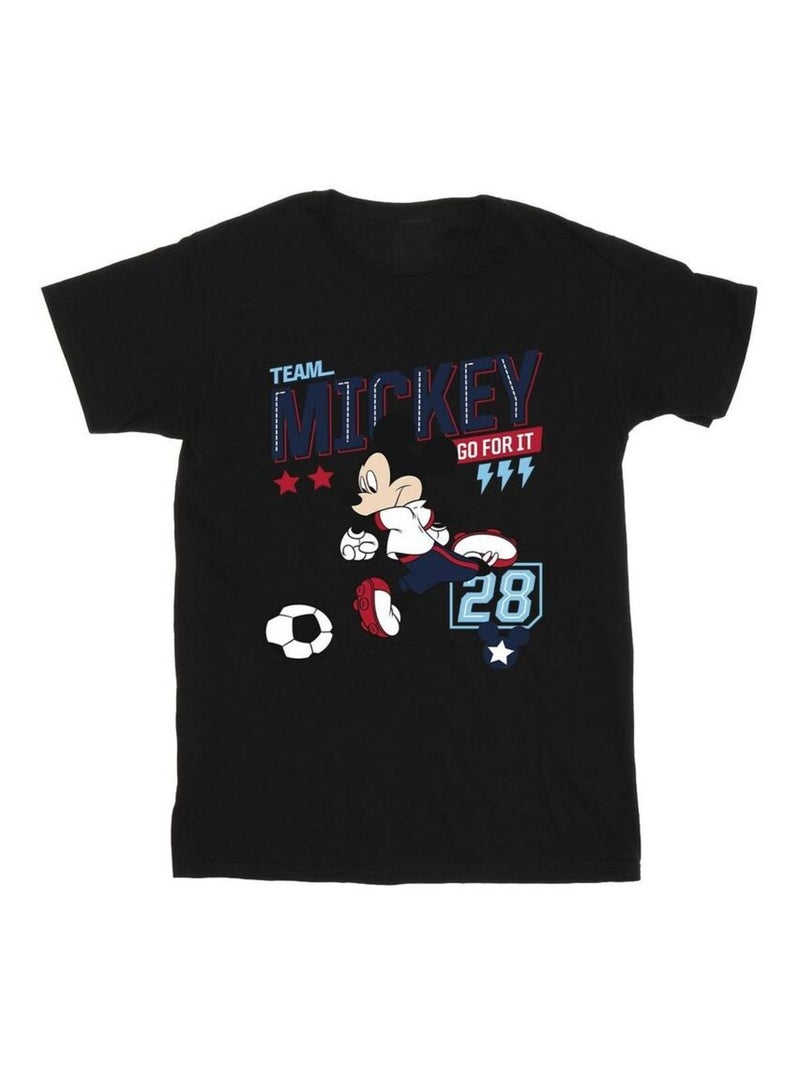 Disney - T-shirt motif Mickey Mouse motif/style Équipe de foot TEAM FOOTBALL Noir - Kiabi