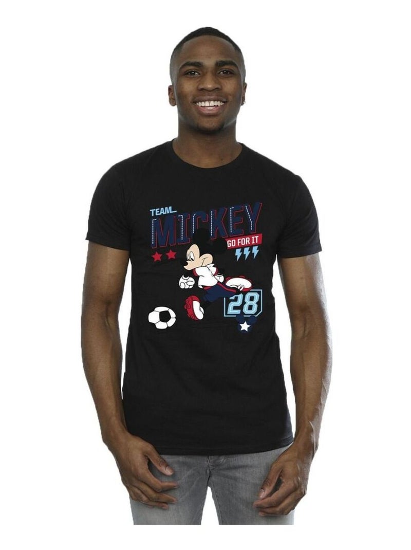 Disney - T-shirt motif Mickey Mouse motif/style Équipe de foot TEAM FOOTBALL Noir - Kiabi