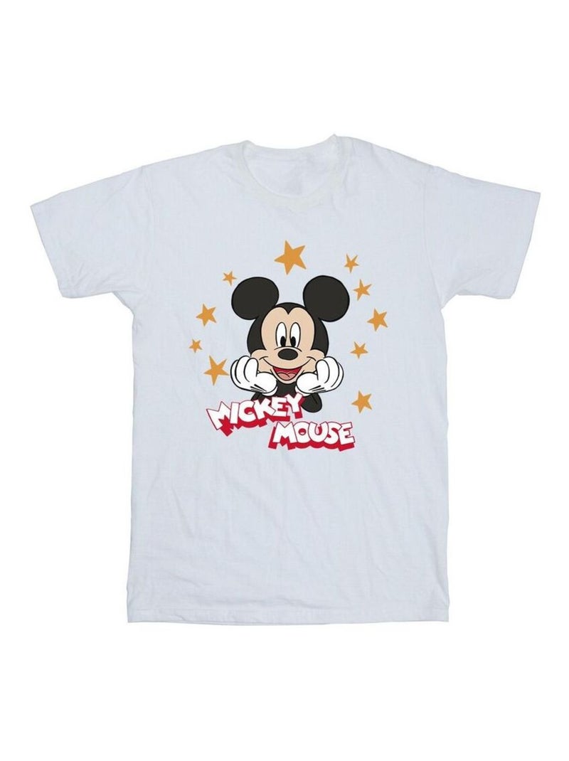Disney - T-shirt motif Mickey Mouse motif/style Étoiles Blanc - Kiabi