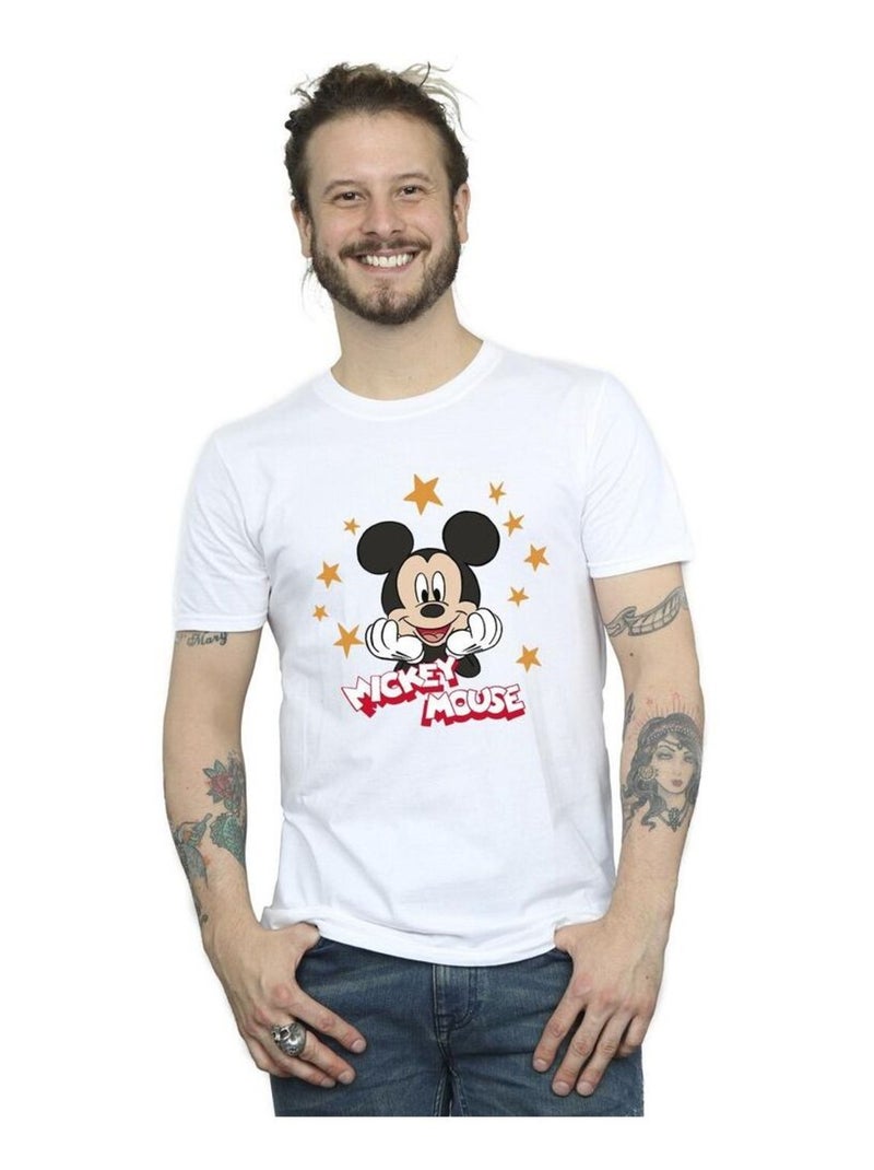 Disney - T-shirt motif Mickey Mouse motif/style Étoiles Blanc - Kiabi