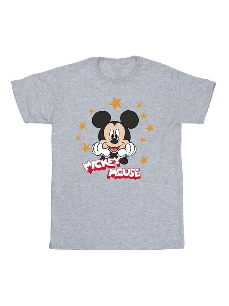 Disney - T-shirt motif Mickey Mouse motif/style Étoiles Gris chiné - Kiabi