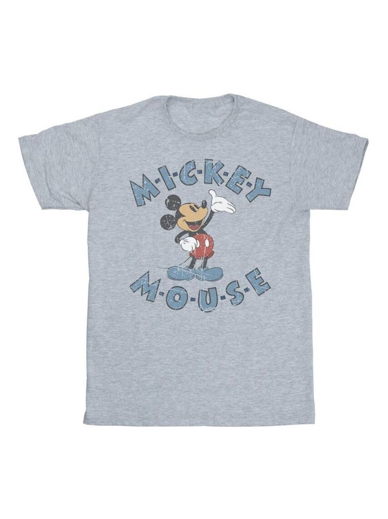 Disney - T-shirt motif Mickey Mouse motif/style Flèche Parr Gris chiné - Kiabi