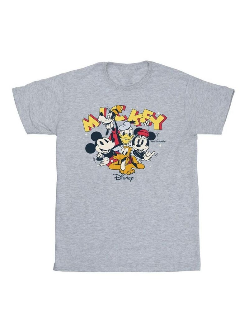 Disney - T-shirt motif Mickey Mouse motif/style groupe Gris chiné - Kiabi
