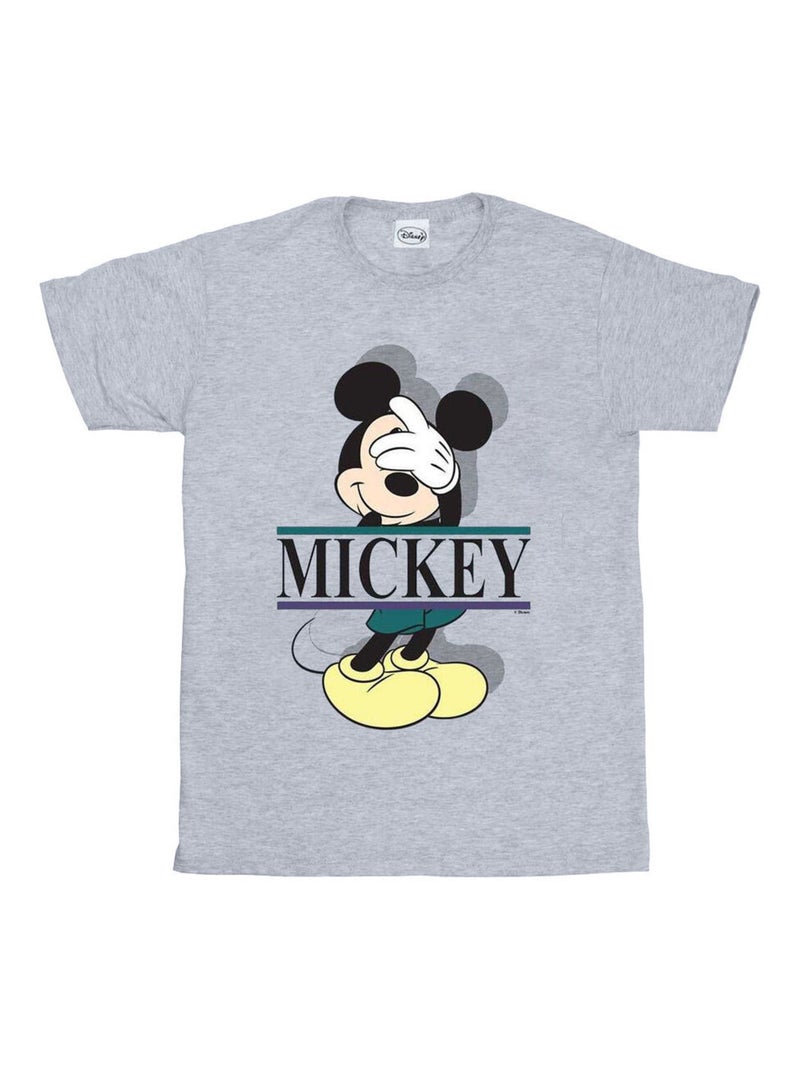 Disney - T-shirt motif Mickey Mouse motif/style Lettres Gris chiné - Kiabi