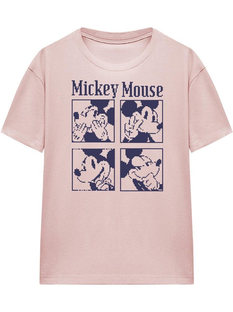 Disney - T-shirt motif Mickey Mouse motif/style pixelisé (Mickey Mouse) Rose - Kiabi